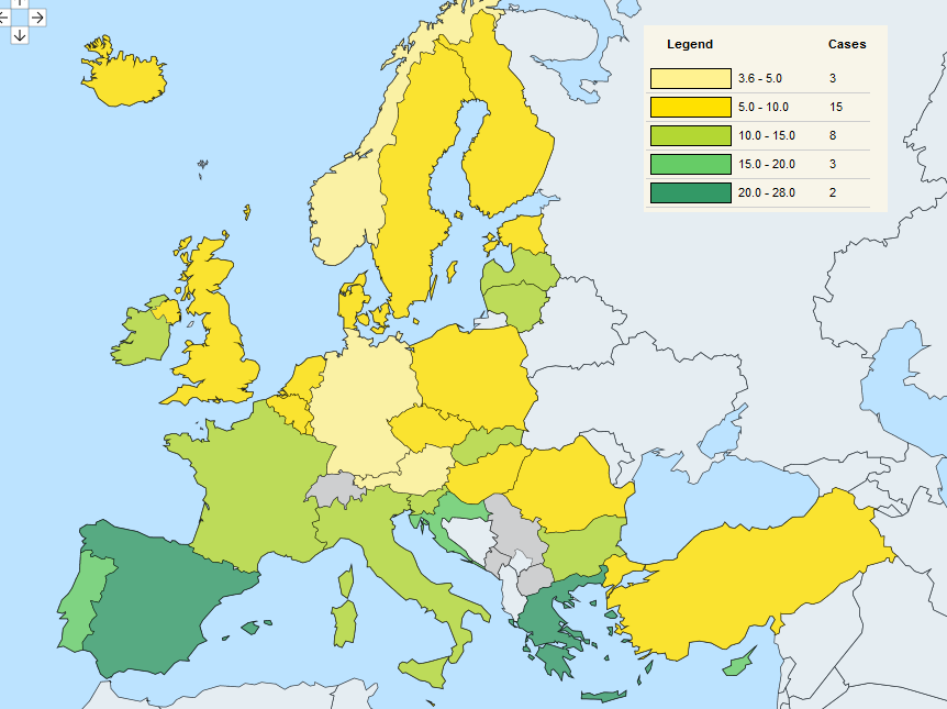 уровень безработицы в странах ЕС 2014 год
